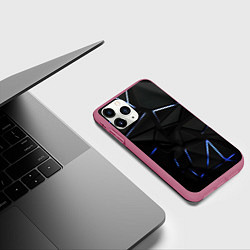 Чехол iPhone 11 Pro матовый Black texture neon line, цвет: 3D-малиновый — фото 2