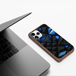 Чехол iPhone 11 Pro матовый Blue black texture, цвет: 3D-коричневый — фото 2