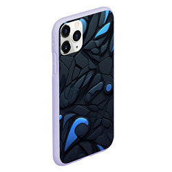 Чехол iPhone 11 Pro матовый Blue black abstract texture, цвет: 3D-светло-сиреневый — фото 2