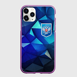 Чехол iPhone 11 Pro матовый Russia blue abstract, цвет: 3D-фиолетовый