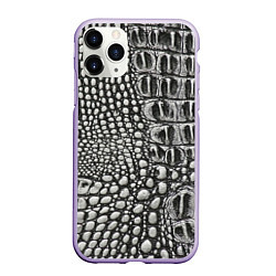 Чехол iPhone 11 Pro матовый Кожа крокодила - текстура, цвет: 3D-светло-сиреневый