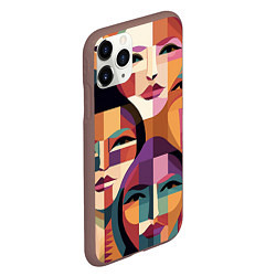 Чехол iPhone 11 Pro матовый Геометрические портреты девушек, цвет: 3D-коричневый — фото 2