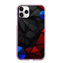 Чехол iPhone 11 Pro матовый Black blue red elements, цвет: 3D-розовый