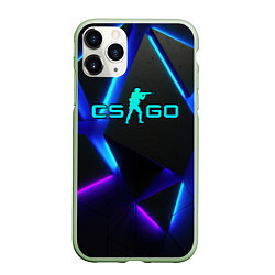 Чехол iPhone 11 Pro матовый CSGO neon geometry, цвет: 3D-салатовый