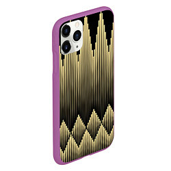 Чехол iPhone 11 Pro матовый Золотые ромбы на черном, цвет: 3D-фиолетовый — фото 2