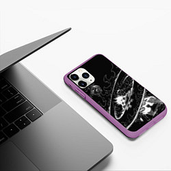Чехол iPhone 11 Pro матовый Танджиро против луны - Клинок демонов, цвет: 3D-фиолетовый — фото 2