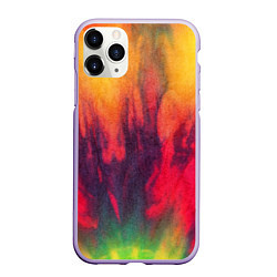 Чехол iPhone 11 Pro матовый Огненный тай дай, цвет: 3D-светло-сиреневый