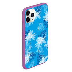 Чехол iPhone 11 Pro матовый Синие цветы - Vice city - new ver, цвет: 3D-фиолетовый — фото 2