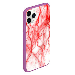 Чехол iPhone 11 Pro матовый Белый фон и красные молнии, цвет: 3D-фиолетовый — фото 2