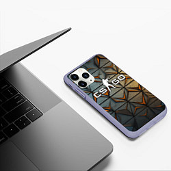 Чехол iPhone 11 Pro матовый CSGO объемные плиты, цвет: 3D-светло-сиреневый — фото 2