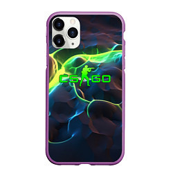 Чехол iPhone 11 Pro матовый CSGO green neon, цвет: 3D-фиолетовый