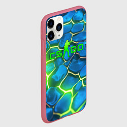 Чехол iPhone 11 Pro матовый CSGO green blue neon, цвет: 3D-малиновый — фото 2
