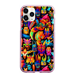 Чехол iPhone 11 Pro матовый Мифические монстрики, цвет: 3D-розовый