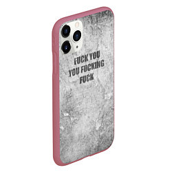 Чехол iPhone 11 Pro матовый F*ck you you F*cking F*ck на стене, цвет: 3D-малиновый — фото 2