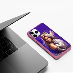 Чехол iPhone 11 Pro матовый A fox girl with a fox cub - neural network, цвет: 3D-малиновый — фото 2