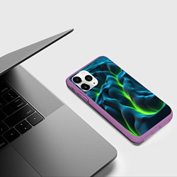 Чехол iPhone 11 Pro матовый Зеленая кислотная текстура с плитами, цвет: 3D-фиолетовый — фото 2