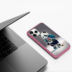 Чехол iPhone 11 Pro матовый Panda striker of the Florida Panthers, цвет: 3D-малиновый — фото 2