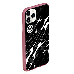 Чехол iPhone 11 Pro матовый Volkswagen - острые линии, цвет: 3D-малиновый — фото 2