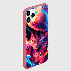 Чехол iPhone 11 Pro матовый Луффи из Ван Пис - разноцветный, цвет: 3D-малиновый — фото 2