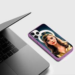 Чехол iPhone 11 Pro матовый Девушка проводница на станции, цвет: 3D-фиолетовый — фото 2