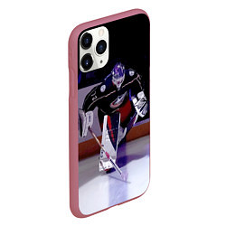 Чехол iPhone 11 Pro матовый Sergey Bobrovsky - goalkeeper - Columbus blue jack, цвет: 3D-малиновый — фото 2