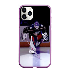 Чехол iPhone 11 Pro матовый Sergey Bobrovsky - goalkeeper - Columbus blue jack, цвет: 3D-фиолетовый