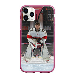 Чехол iPhone 11 Pro матовый Sergey Bobrovsky - Florida panthers - hockey, цвет: 3D-малиновый