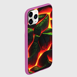 Чехол iPhone 11 Pro матовый Зеленые плиты и лава, цвет: 3D-фиолетовый — фото 2