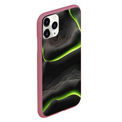 Чехол iPhone 11 Pro матовый Green black texture, цвет: 3D-малиновый — фото 2