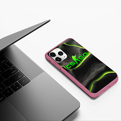 Чехол iPhone 11 Pro матовый CSGO green black logo, цвет: 3D-малиновый — фото 2