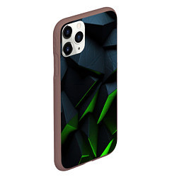 Чехол iPhone 11 Pro матовый Черные и зеленые плиты, цвет: 3D-коричневый — фото 2