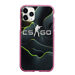 Чехол iPhone 11 Pro матовый CSGO green dark texture, цвет: 3D-малиновый