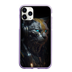 Чехол iPhone 11 Pro матовый Robot cat, цвет: 3D-светло-сиреневый