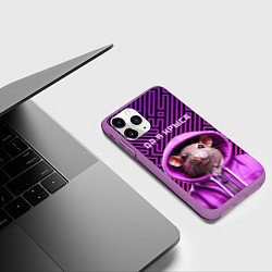 Чехол iPhone 11 Pro матовый Крыса в толстовке - да я крыса, цвет: 3D-фиолетовый — фото 2