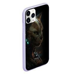 Чехол iPhone 11 Pro матовый Cyber cat, цвет: 3D-светло-сиреневый — фото 2