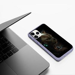 Чехол iPhone 11 Pro матовый Cyber cat, цвет: 3D-светло-сиреневый — фото 2