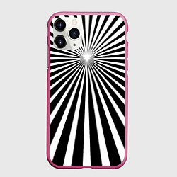 Чехол iPhone 11 Pro матовый Черно-белая полосатая иллюзия, цвет: 3D-малиновый