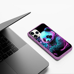 Чехол iPhone 11 Pro матовый Панда в неоновом свете, цвет: 3D-фиолетовый — фото 2