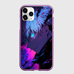 Чехол iPhone 11 Pro матовый Сатору Годжо - Магическая битва - неон, цвет: 3D-фиолетовый