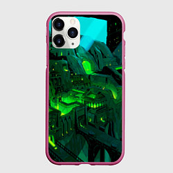 Чехол iPhone 11 Pro матовый Зелёный город, цвет: 3D-малиновый