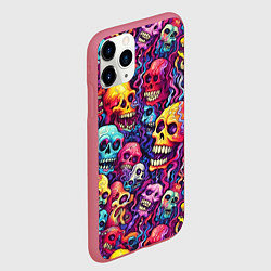 Чехол iPhone 11 Pro матовый Кислотные деформированные черепа, цвет: 3D-малиновый — фото 2