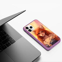 Чехол iPhone 11 Pro матовый Рыжая девушка лисица, цвет: 3D-фиолетовый — фото 2