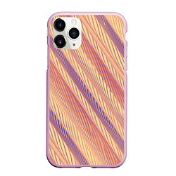 Чехол iPhone 11 Pro матовый Персиковый полосатый, цвет: 3D-розовый
