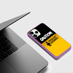 Чехол iPhone 11 Pro матовый Внимание, орудуют дебилы, цвет: 3D-фиолетовый — фото 2