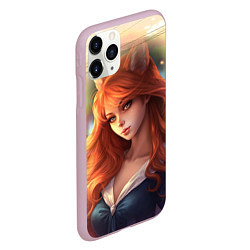 Чехол iPhone 11 Pro матовый Рыжая девушка лиса, цвет: 3D-розовый — фото 2