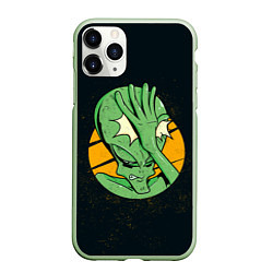 Чехол iPhone 11 Pro матовый Alien facepalm, цвет: 3D-салатовый