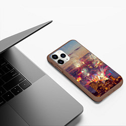 Чехол iPhone 11 Pro матовый Салют в ночном небе, цвет: 3D-коричневый — фото 2