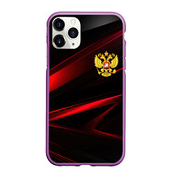 Чехол iPhone 11 Pro матовый Золотистый герб России, цвет: 3D-фиолетовый