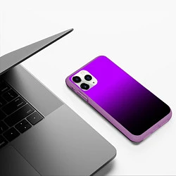 Чехол iPhone 11 Pro матовый Градиент фиолетово-чёрный, цвет: 3D-фиолетовый — фото 2
