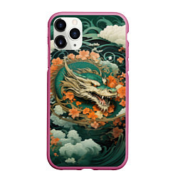 Чехол iPhone 11 Pro матовый Облачный дракон Irezumi, цвет: 3D-малиновый